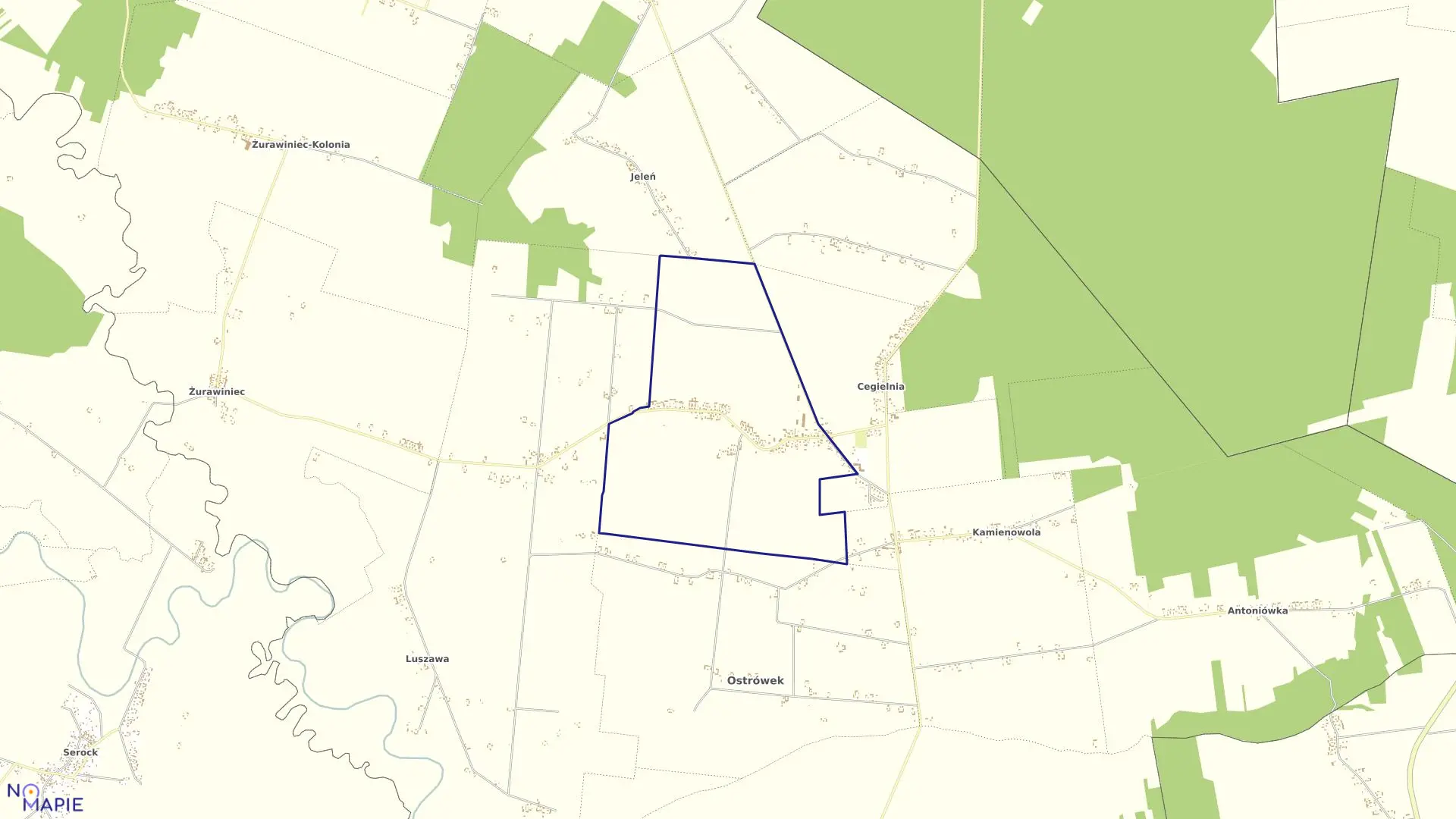 Mapa obrębu 11-OSTRÓWEK KOLONIA w gminie Ostrówek