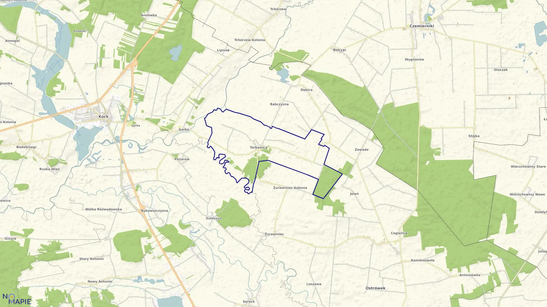 Mapa obrębu 14-TARKAWICA w gminie Ostrówek