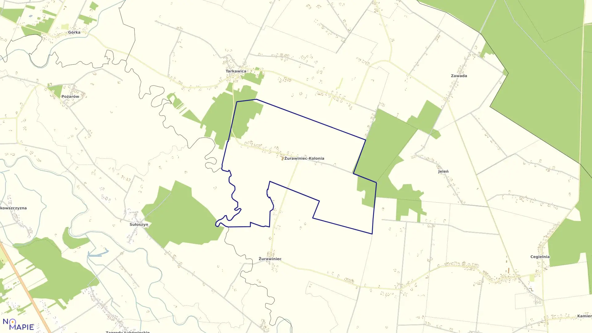 Mapa obrębu 16-ŻURAWINIEC KOLONIA w gminie Ostrówek