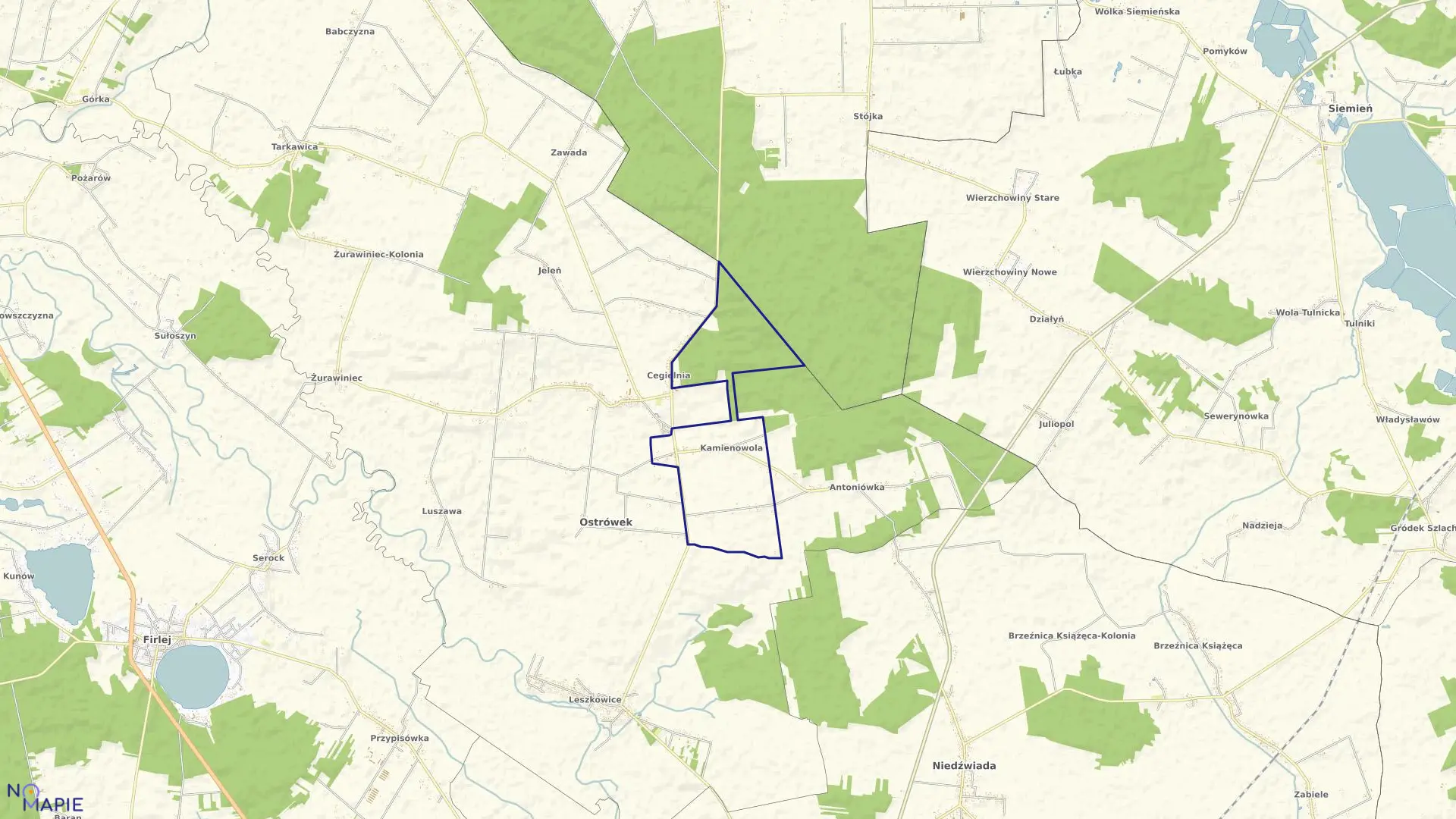 Mapa obrębu 7-KAMIENOWOLA w gminie Ostrówek