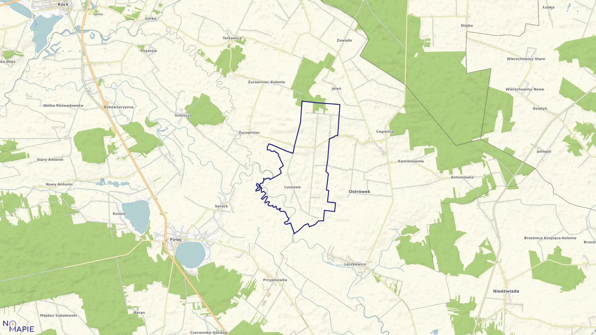 Mapa obrębu 8-LUSZAWA w gminie Ostrówek